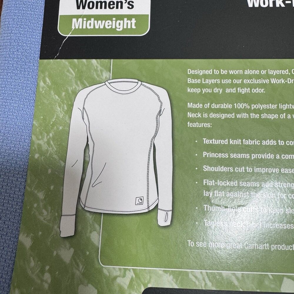 Carhartt Work-Dry Base Layer Women Crew Neck Thermal Shirt Size M 8-10 New Warm - Picture 8 of 12
